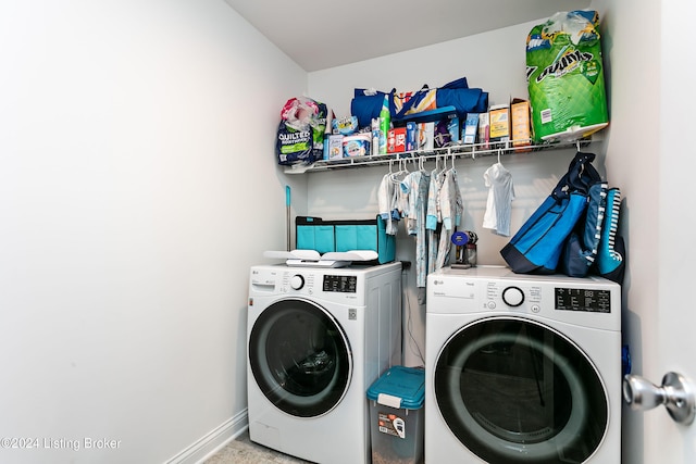 laundry area featuring washer and dryer