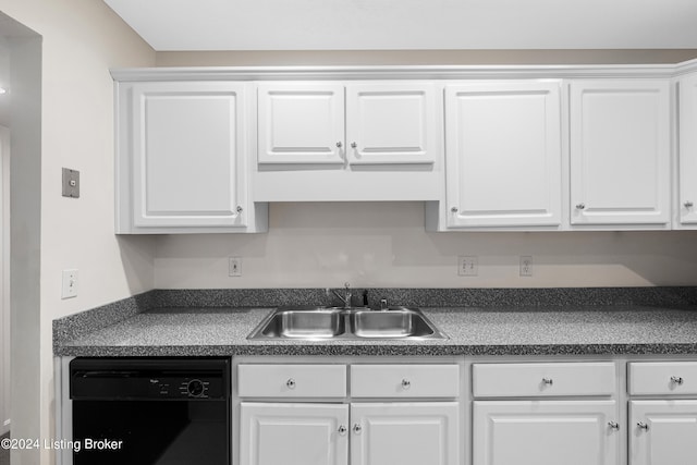 kitchen featuring sink, dishwasher, and white cabinets