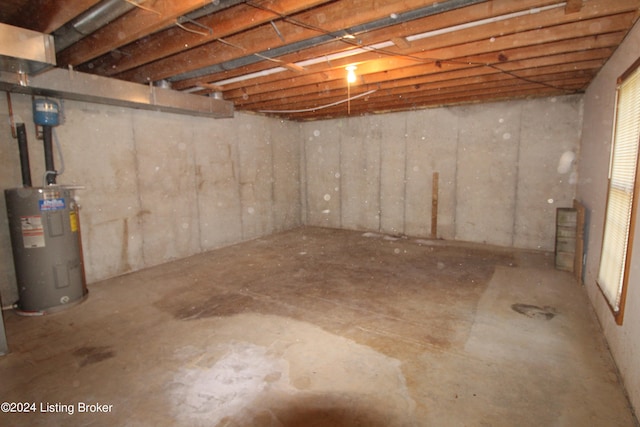 basement with electric water heater