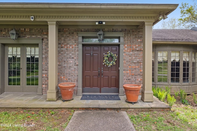 property entrance with french doors