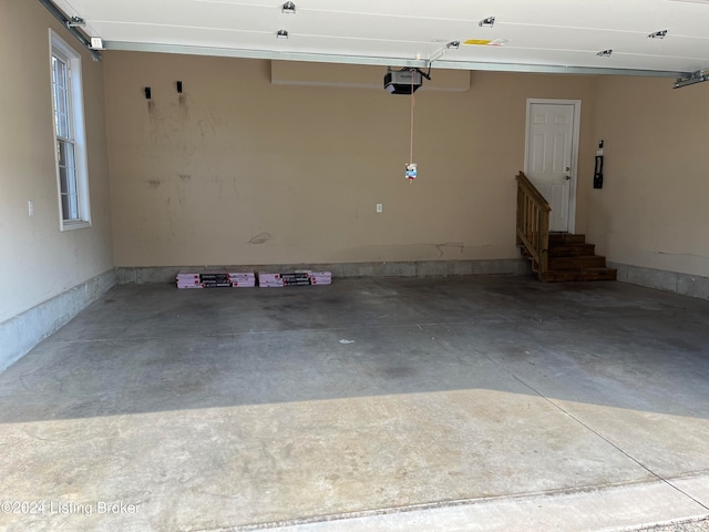 garage with a garage door opener