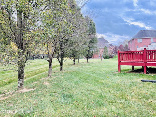 view of yard featuring a deck