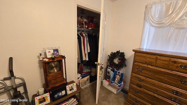 carpeted bedroom featuring a closet