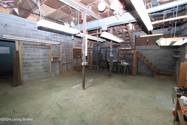 view of unfinished basement