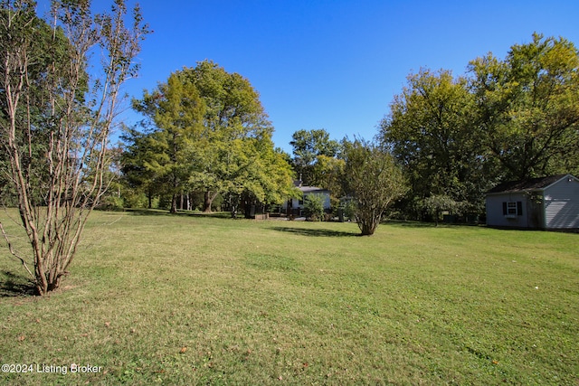 view of yard featuring an outbuilding