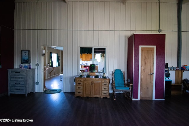 interior space with wooden walls