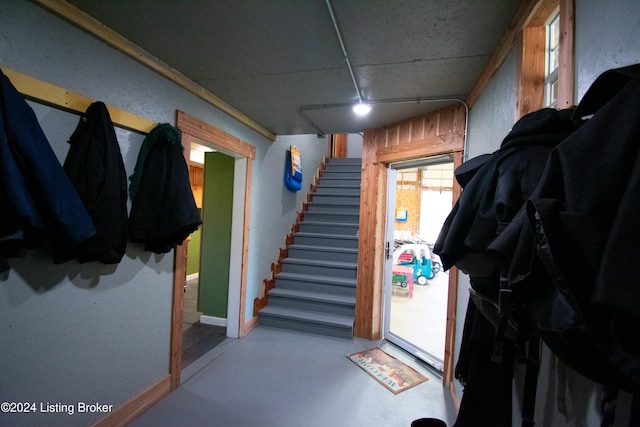 interior space featuring concrete floors