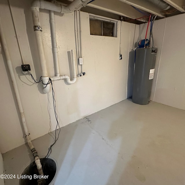 basement with water heater