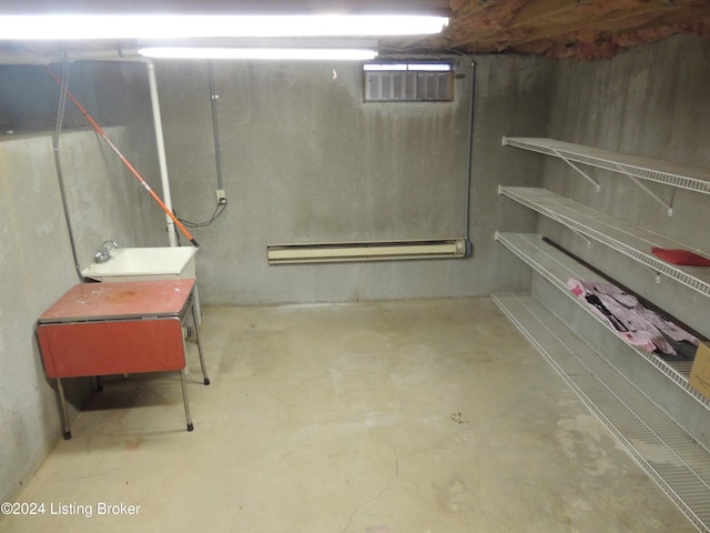 basement featuring sink