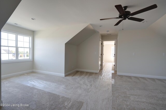 17105 Farrier Dr, Louisville, KY 40245 - additional living space featuring baseboards, visible vents, light carpet, and ceiling fan