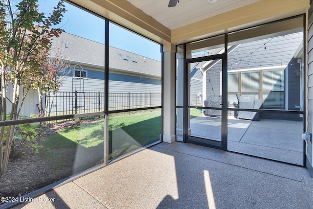 view of unfurnished sunroom