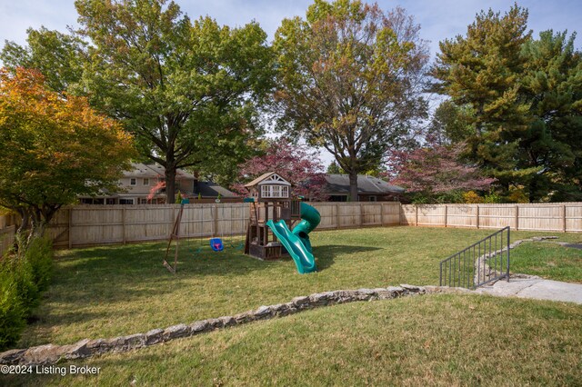 view of yard featuring a playground