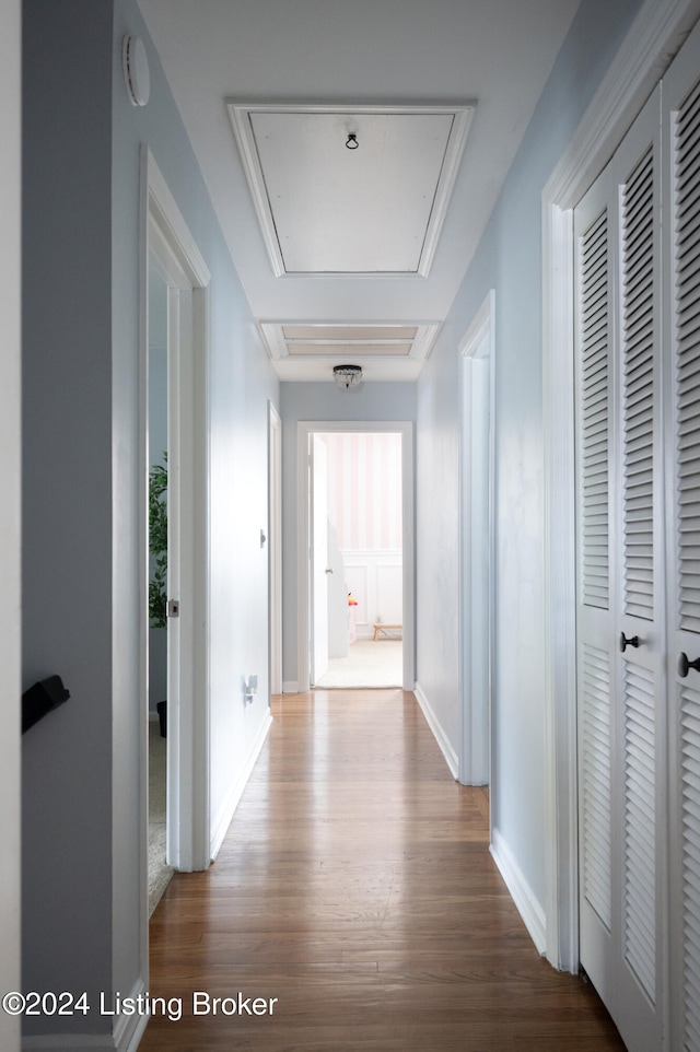 corridor featuring hardwood / wood-style flooring