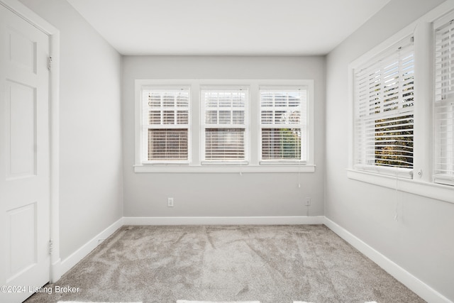 carpeted spare room featuring a wealth of natural light