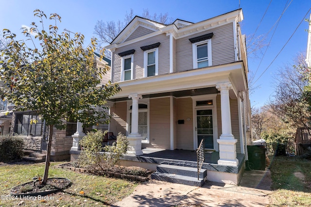 view of front of home featuring covered porch