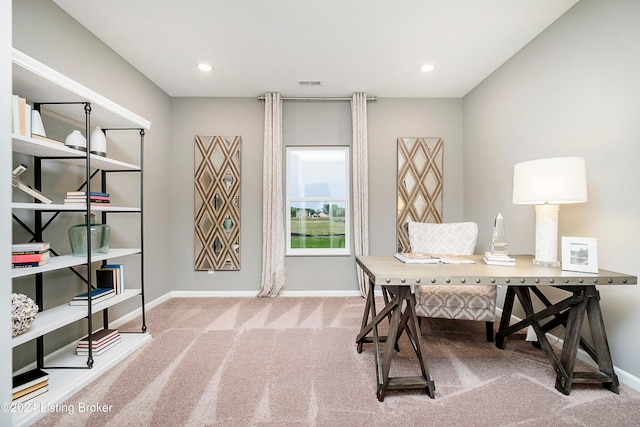 view of carpeted office space