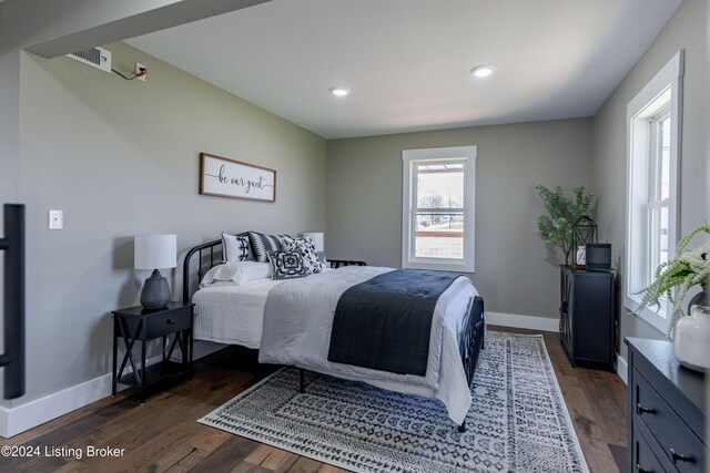 216 Millerstown St, Clarkson, KY 42726 - bedroom with baseboards, dark wood-type flooring, and recessed lighting