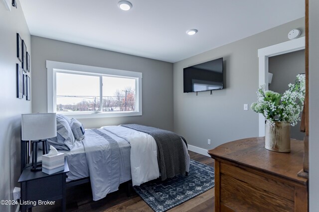 216 Millerstown St, Clarkson, KY 42726 - bedroom with dark wood finished floors, baseboards, and recessed lighting