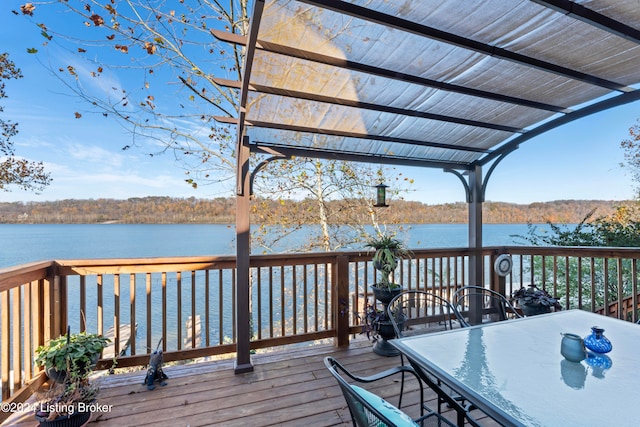 deck with a water view