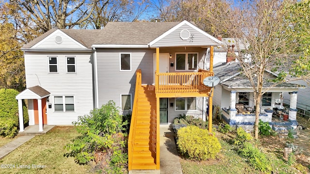 view of front of home with a balcony