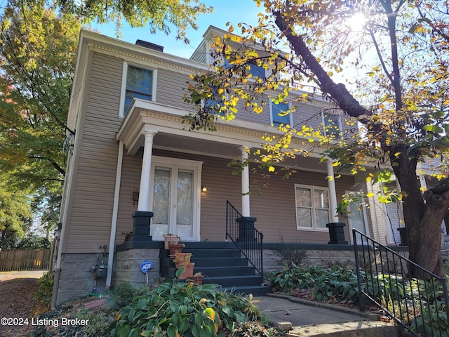 view of front facade featuring covered porch