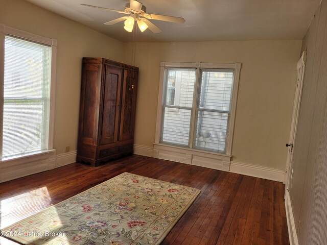 interior space with plenty of natural light and dark hardwood / wood-style flooring