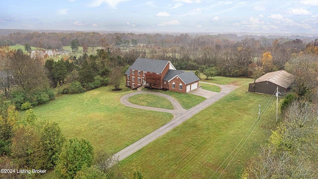 drone / aerial view featuring a rural view