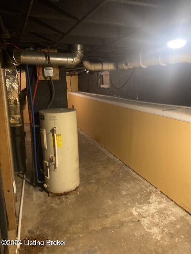 basement with water heater