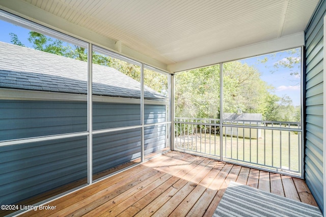 view of unfurnished sunroom