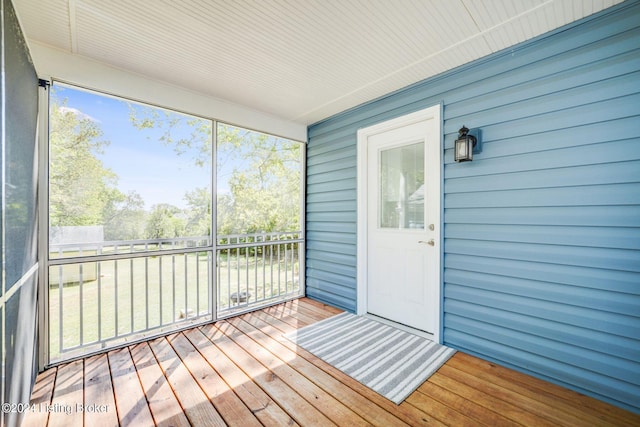 view of unfurnished sunroom