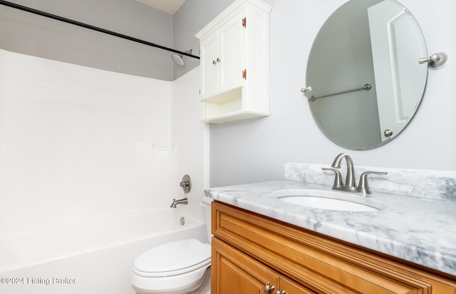 full bathroom with vanity, toilet, and shower / bathtub combination