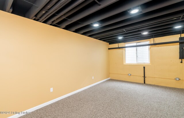 basement featuring carpet floors