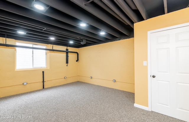 basement featuring carpet floors