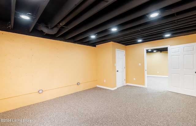 basement featuring carpet floors