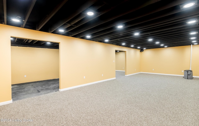 basement featuring carpet floors