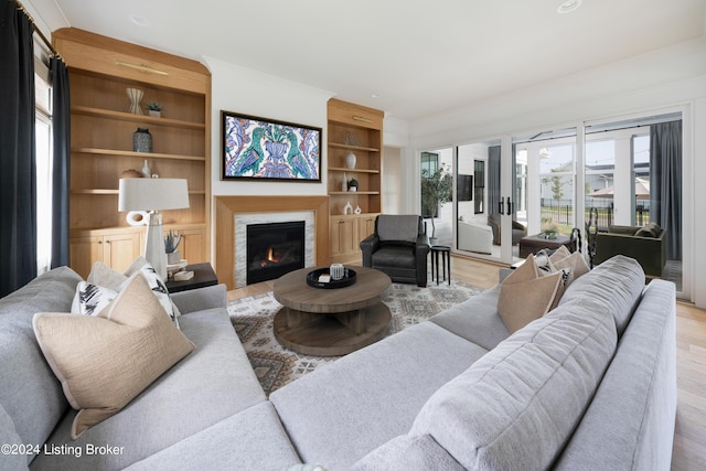 living room featuring light hardwood / wood-style floors