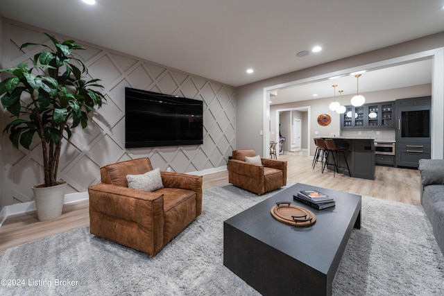 living room featuring light hardwood / wood-style flooring