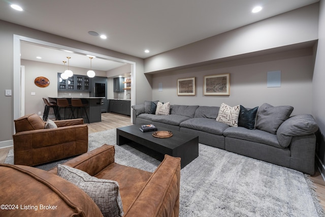 living room featuring light wood-type flooring