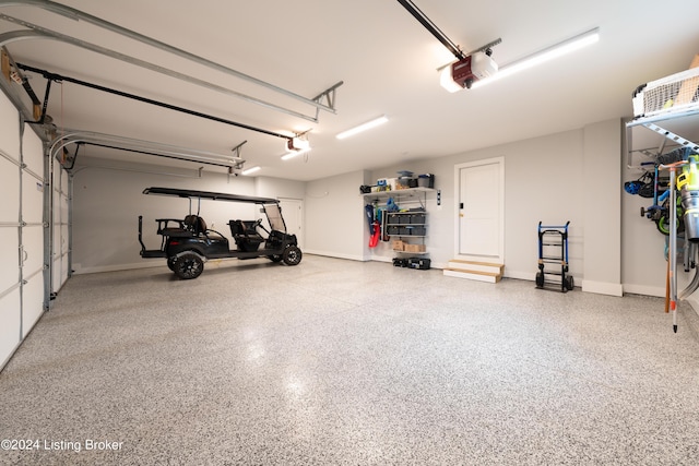 garage with a garage door opener