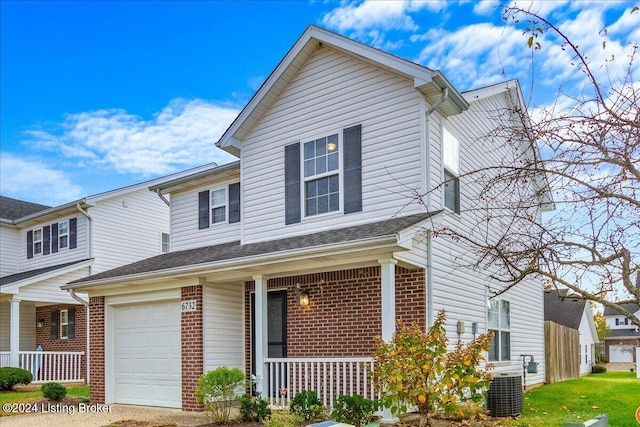 view of front of property featuring central AC and covered porch