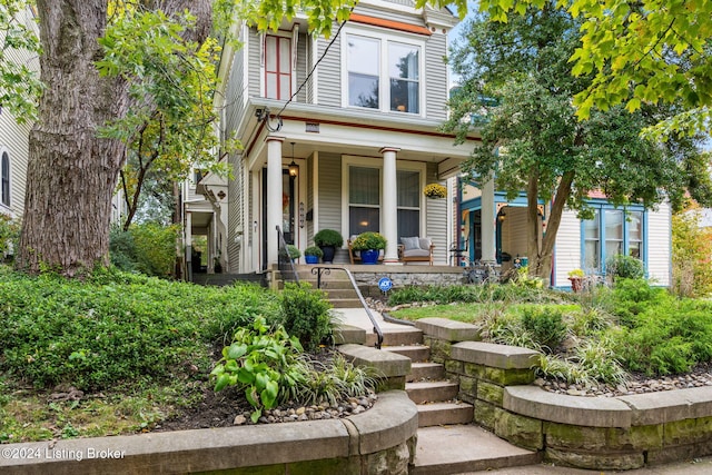 view of front of home with covered porch