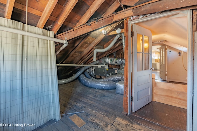 view of unfinished attic