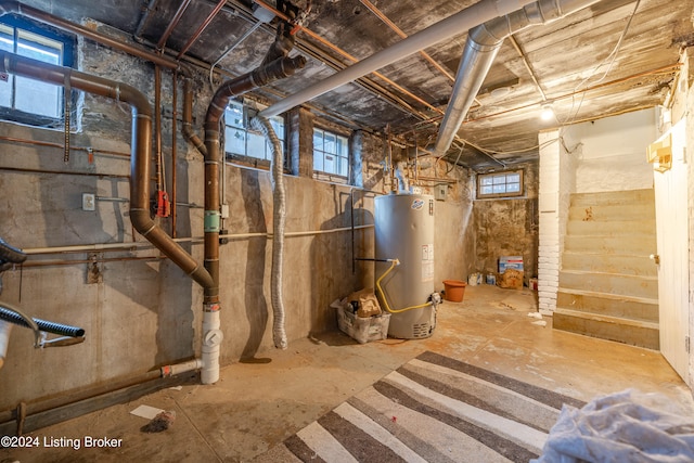 basement with water heater