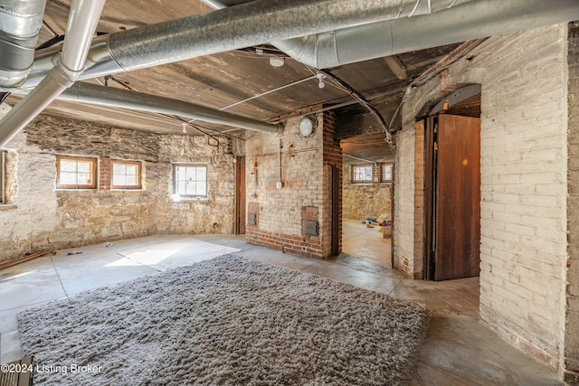 interior space with brick wall