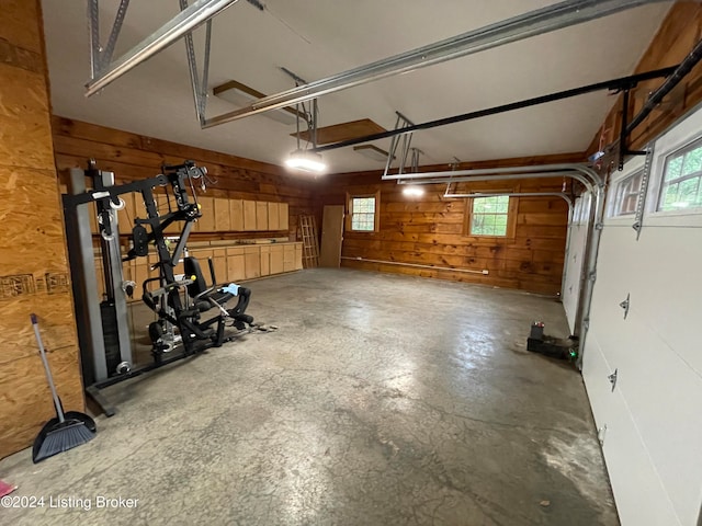 garage with wooden walls