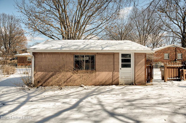 view of snow covered structure