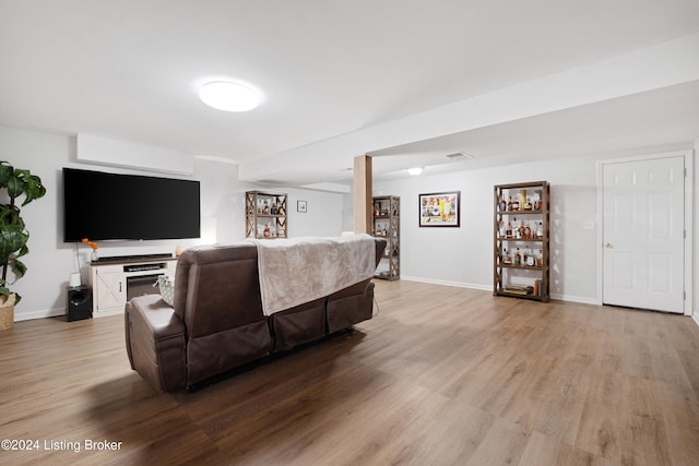 living room featuring light wood-type flooring