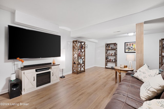 living room with light wood-type flooring