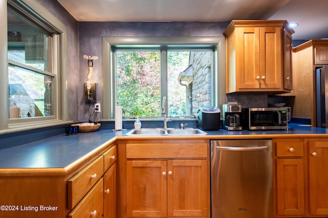 kitchen with appliances with stainless steel finishes and sink