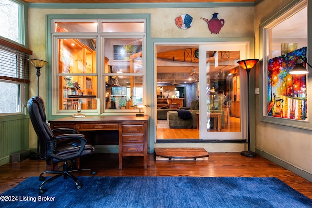 office area featuring wood-type flooring